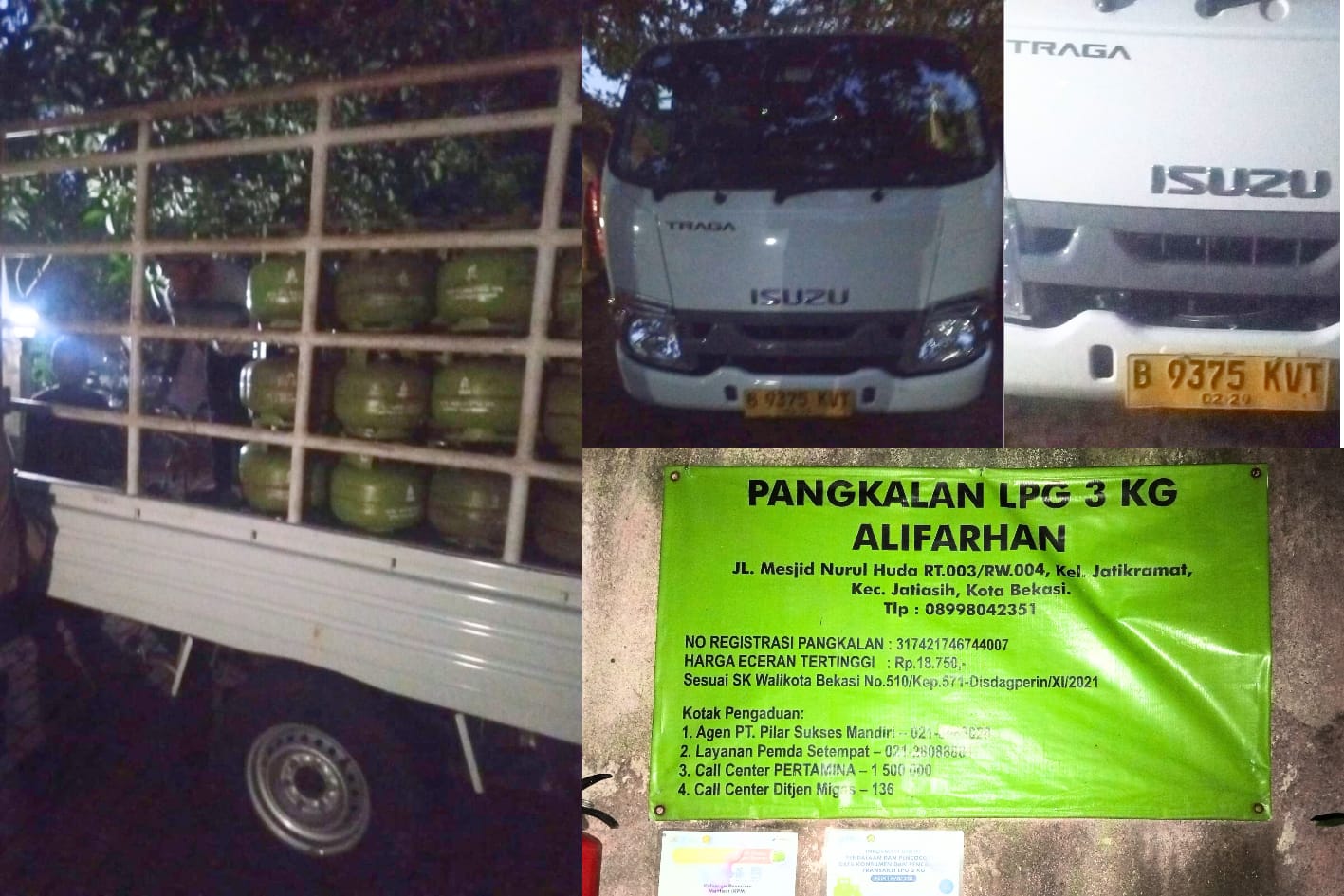 Diduga Aktifitas Ilegal,,,!!! 200 Tabung LPG 3 Kg di Bawa Tidak Disertai Surat Jalan, Tidak Jelas Delivery Order dan PO nya Serta Bill of Loading Pengangkutan Dari My Pertamina