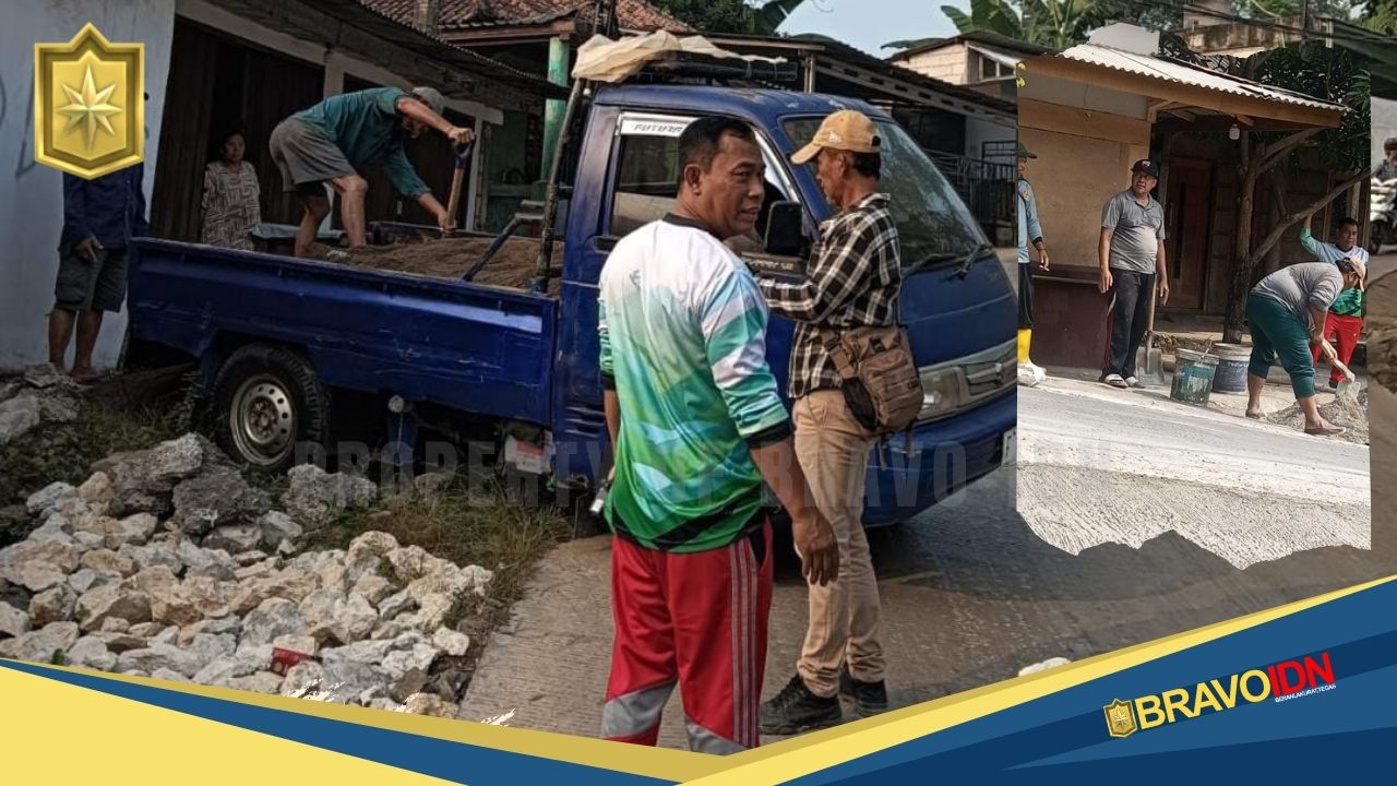 ‎PemDes Nambo Klapanunggal dan Warga Perbaiki Bahu Jalan Secara Gotong Royong